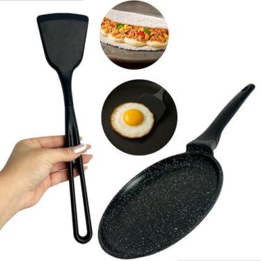 Imagem de Kit Frigideira Profissional Antiaderente 24cm Espátula Silicone Preta 
