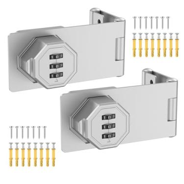 Imagem de BiceNoning Fechadura de armário de combinação de 3 dígitos de 90 graus, trava dobrável sem chave de liga de zinco, trava de porta giratória de segurança com senha para armário de arquivos de