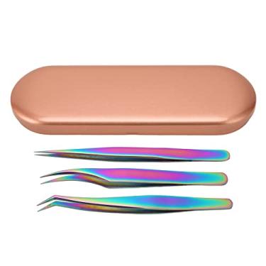 Imagem de 3PCS Eyelash Tweezers Stainless Steel Lash Tweezers Set False Eyelash Grafting Clip Tools with Box Eyelash Grafting Clip Set.