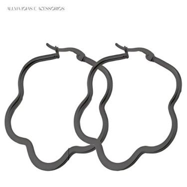 Imagem de Brinco De Argola Flor De Ameixa Prata Dourado Rosê Preto Bijuteria Bij