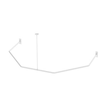 Imagem de Naiture varão de cortina de chuveiro em forma de D 152 x 91 cm com suporte vertical de teto de 91 cm, alumínio, acabamento branco fosco