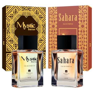 Imagem de Kit Perfume Masculino Árabe Mystic e Sahara Oriental Amadeirado Sedutor 50ml Luxuoso Longa Duração Eau De Parfum