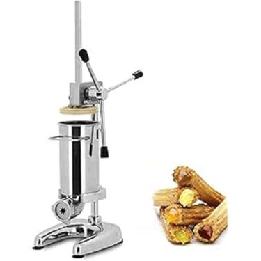 Imagem de Máquina De Churros, Manual Comercial 3l Máquina De Churro Espanhola Máquina De Donut Máquina De Enchimento Vertical De Aço Inoxidável Máquina De Sobremesa Manivela Máquina, 2L