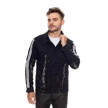 Imagem de Jaqueta Jeans Masculina Preta Mancha Tinta Casac Black Pingo - Boxer j