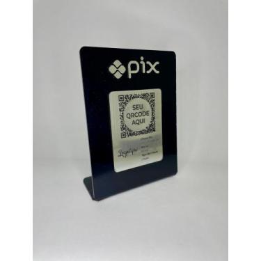Imagem de Placa Pix Personalizada QR Code Acrílico Preto C/ Prata - Forja Design