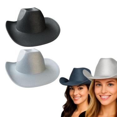 Imagem de Chápeu Country Boiadeira com Glitter Brilhante - Extra Festas, Preto