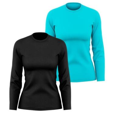 Imagem de Kit 2 Camisetas Manga Longa Segunda Pele Feminina Lisa Dry Academia Fit-Feminino