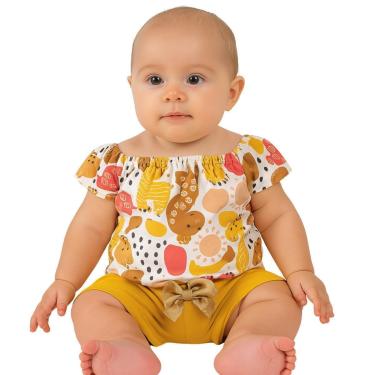 Imagem de Conjunto Bebê Menina Blusa e Shorts Algodão Kyly-Feminino