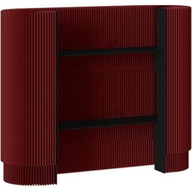 Imagem de Mesa De Escritório Frontal, Mesa De Recepção Moderna, Suporte De Check-out Portátil Curvo Balcão De Checkout De Varejo Mesa De Recepcionista, Para Feiras De Artesanato, E, Red