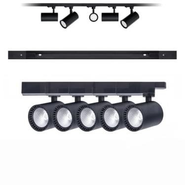 Imagem de Kit Trilho Sobrepor Eletrificado 1,5m 6 Spots 10w Luz LED Quente Bivolt Residencial Comercial