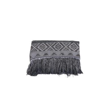 Imagem de Xale Para Sofá Com Franja Luxor 1 Peça 2,10m x 1,35m 60% Algodão / 40% Poliéster Tecido Jacquard - Cinza Geométrico