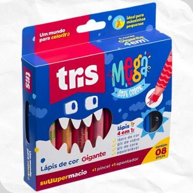 Imagem de Lápis de Cor Tris Mega Soft Color 6 Cores 4em1 + Apontador e Pincel