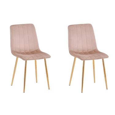 Imagem de Conjunto com 2 Cadeiras Kendra Marrom Base Dourada