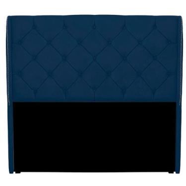 Imagem de Cabeceira para Cama Queen 160cm Izza Suede Azul Salute - Ateliê do Con