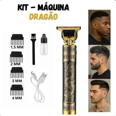 Imagem de Máquina de Cortar Cabelo e Barba  Premium, Dragão Dourado, Recarregáve