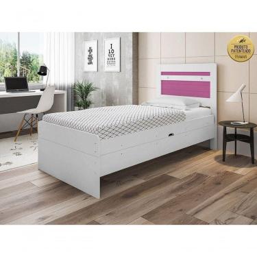 Imagem de Cama Solteiro Larissa Branca E Rosa Framar