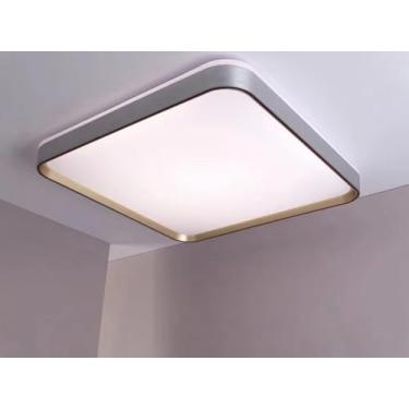 Imagem de Plafon LED Moderno 40cm (36W) e 50cm (48W) | 3 Cores (3000K-6000K) | Redondo ou Quadrado (50cm Quadrado Cinza/Dourado)