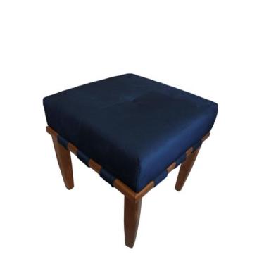 Imagem de Banqueta Puff quadrado azul marinho pé palito - Roggi HD
