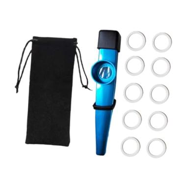 Imagem de Dynwave Diafragmas de flauta Kazoo Kazoo para crianças, boa companhia, lembrancinha de festa, bocal, capa protetora contra poeira, instrumento musical para, Azul