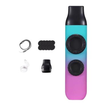 Imagem de KiBcsLic Flauta Kazoo Instrumento Musical Duplo Furo para Crianças Adultos Lembrancinhas de Festa Compactas com Cordão para Caminhadas Atividades Camping, Rosa Ciano