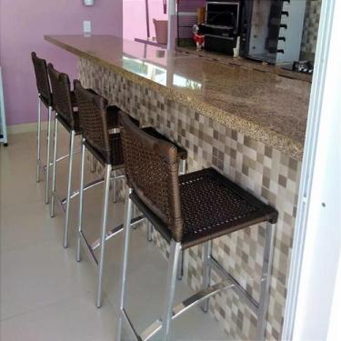 Imagem de Banqueta Alta de Cozinha em Alumínio e Fibra Sintética Modelo Áscoli -