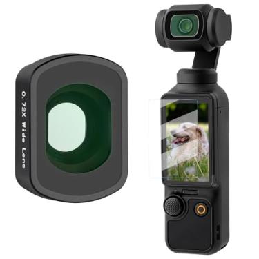 Imagem de Haoge Lente grande angular magnética 0,75X para DJI Osmo Pocket 3, FOV expandido de 108°, lente de revestimento antirreflexo de dupla face com protetor de tela
