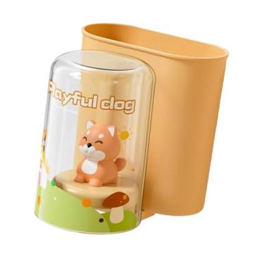 Imagem de Fxzqgnh Suporte para Escova de Dentes com Desenho Animado, Suporte para Copo de Enxágue, Economizador de Espaço, Moderno, Suporte, Caixa Fofa para Guardar Pas, Laranja, Tamanho real
