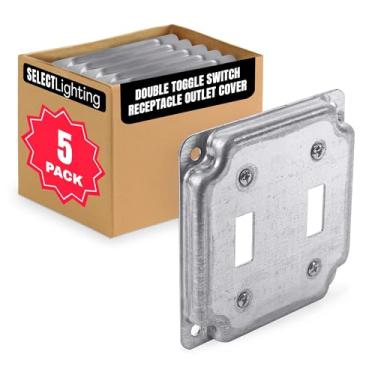 Imagem de SELECT Pacote com 5 capas para tomadas elétricas quadradas de 10 cm (4S), capa de caixa industrial elevada de 1/2 polegada, tampa de tomada de receptáculo de interruptor duplo.