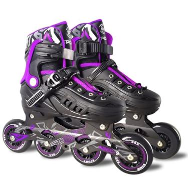 Imagem de Patins Adulto Inline ABEC-9 - Freestyle Urban para Performance Profissional, Rodas de PU 84mm com Dureza 85A (Roxo, M (34 ao 38))