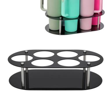 Imagem de AUNMAS Rack de Armazenamento de Garrafas de água, Suporte para Organizador de Xícara Pensativo para Xícaras de Xícaras Térmicas Rack de Vinho (Preto)