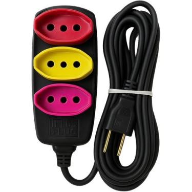 Imagem de Extensão Elétrica Tripolar 5 Metros 3 Tomadas 3 Pinos Bivolt 127V 220V