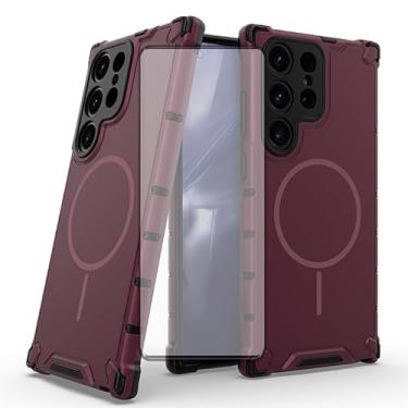 Imagem de Asuwish Capa de celular para Samsung Galaxy S23 Ultra 5G capa magnética com protetor de tela de vidro temperado e acessórios de celular protetora fina S23Ultra 23S S 23 23Ultra 6,8 polegadas mulheres