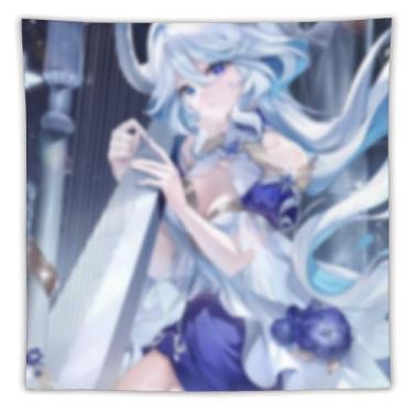 Imagem de LIEGBMEU Tapeçaria sexy de anime menina 152 x 152 cm arte de colcha de parede decoração de tapeçaria caprichosa AF103