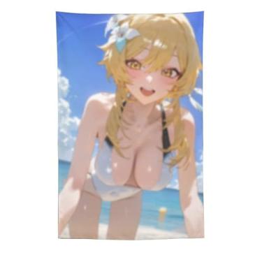 Imagem de LIEGBMEU Sexy Bikini Hot Anime Girl Tapeçaria 152.4 cm x 228.6 cm Interior Exterior Wall Quilt Art Decoração de Tapeçaria Caprichosa, AF302