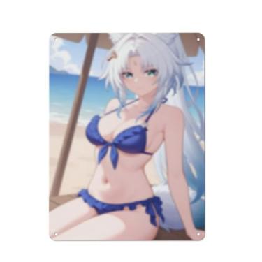 Imagem de Pôster de arte Hot Sexy Anime Girl Cartaz de estanho Vintage Wall Art Decor Poster 30,5 x 40,6 cm, AC098