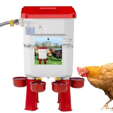 Imagem de Bebedouro automático de frango, alimentador de água de frango com controle flutuante, sistema de irrigação grande com mangueira de água de 152 cm (uma extremidade de 9,5 cm), bebedor de aves para