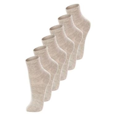 Imagem de Kit com 6 Pares de Meias Infantil Cano Médio Lupo 2727-088, Bege, 24-2
