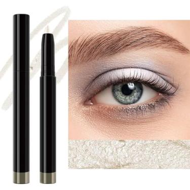 Imagem de Sombra branca, lápis de sombra creme, à prova d'água, de longa duração, bastão de iluminador hipoalergênico de alto pigmento cria um visual multidimensional para os olhos (nº 01) branco)