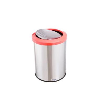 Imagem de Lixeira Inox Basculante 30 Litros Tampa Flip Top Cesto Lixo - CCM, Lar
