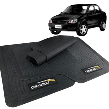 Imagem de Jogo de Tapete Borracha Automotivo Com Logo 5 Peças Bordado Compatível com Chev Gm Corsa Classic 2006 2007 2008 2009