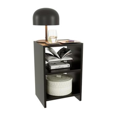 Imagem de Mesinha de Cabeceira Nichos Quarto Casal Retro Ibiza Branco(Preto)