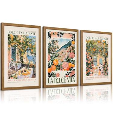 Imagem de Arte de parede da Costa Amalfitana da Itália Decoração de parede em tela de cozinha vintage paisagem de cidade pôster de viagem arte de cozinha Itália imagens de comida impressões mediterrâneas para