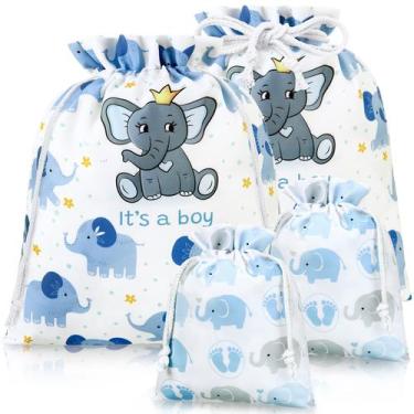 Imagem de Sacos de presente Sadnyy Elephant Baby Shower, tecido reutilizável, 4 