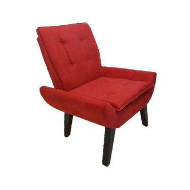 Imagem de Poltrona Decorativa Emilia Plus Pé Palito Em Suede - Vermelha - Cor: V