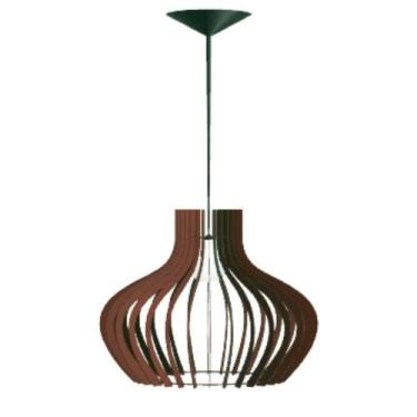 Imagem de Luminária Teto Tipo Pendente Decanter Mdf Completa - Marrom - LENOBRE,