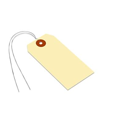 Imagem de SmartSign Etiquetas de Remessa Em Branco de Manila com Fio, Tamanho 4, Pacote de 100, Etiqueta de Cartolina Pré-Fiada de 13 Pontos de Espessura, Etiquetas de Papel Penduradas de 4,25 X 2,125" com Reme