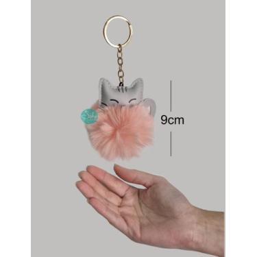 Imagem de Chaveiro Gato Pompom Fofo Macio Pingente Bolsa Mochila 9cm - Becky, Sa