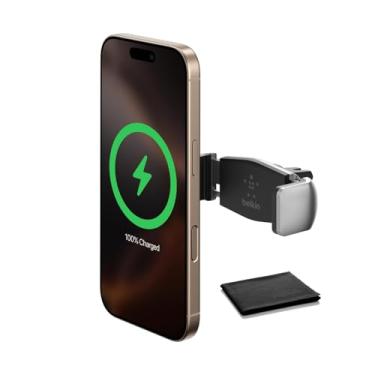 Imagem de Belkin Suporte universal de ventilação de carro para smartphones – Suporte seguro e ajustável para iPhone, Samsung, Pixel, LG, gira 180° para retrato e paisagem, clipe de gerenciamento de cabos, preto