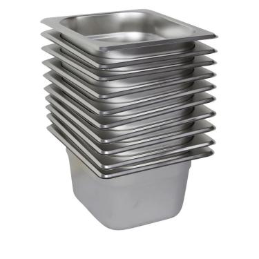Imagem de 10 Cubas Gastronômica Buffet GN 1/6 100mm Aço Inox Sem Alça