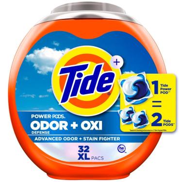 Imagem de Pacotes de detergente para roupa Tide Ultra OXI Power PODS 32 unidades